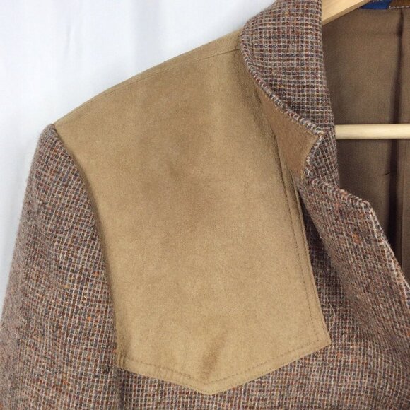 Vintage 70s Pendleton Wool Blazer Mens 42L Suede Shoulder Elbow Patches Western - Picture 5 of 11